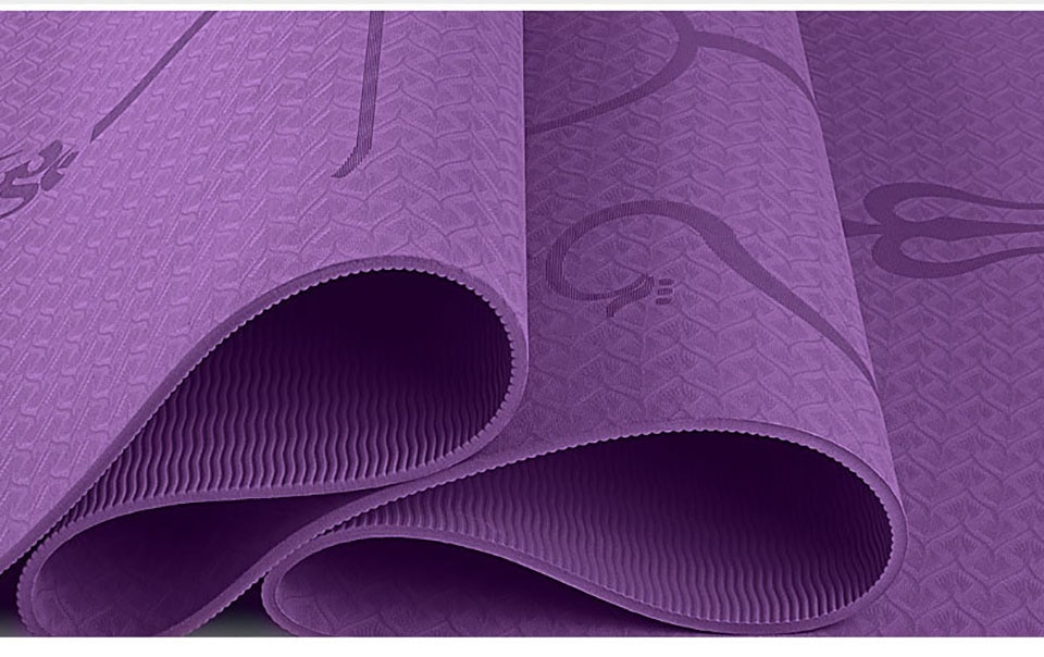 Non-Slip Yoga Mats with Position Lines